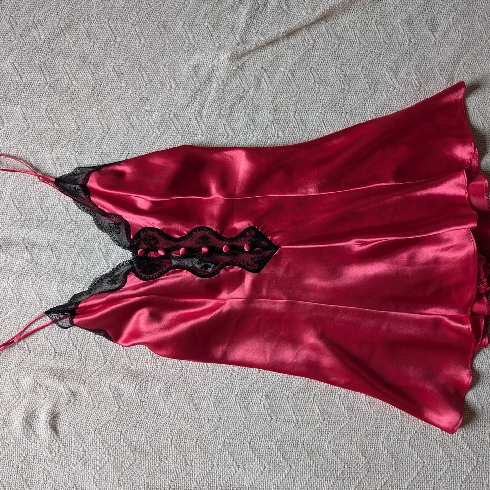 Hot Pink Romper with Black Lace